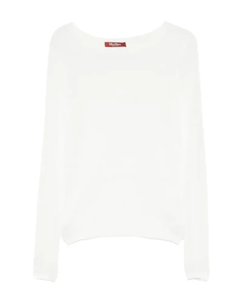 Max Mara Fein gestrickter Pullover - Weiß Weiß