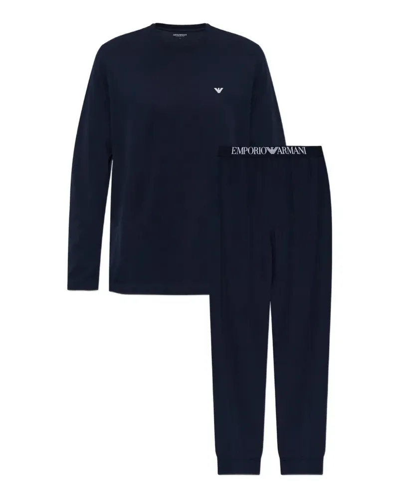 Emporio Armani Pyjama mit Logo-Print - Blau Blau