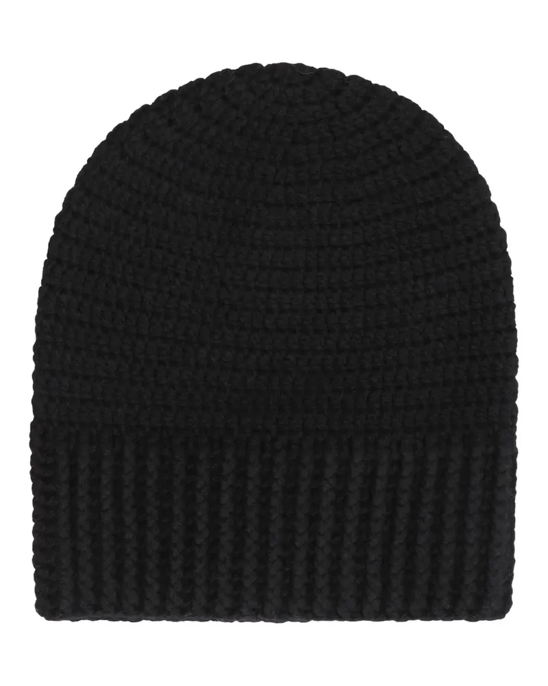Malo Beanie aus Häkelstrick - Schwarz Schwarz