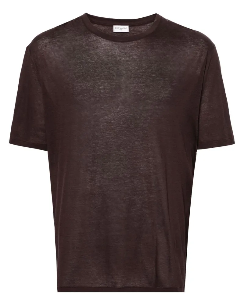 Saint Laurent Semi-transparentes T-Shirt Braun