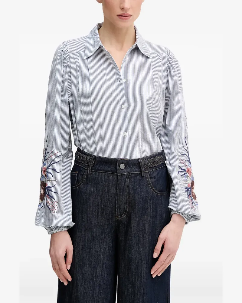 Mos Mosh Ciu embroidered striped shirt - Weiß Weiß