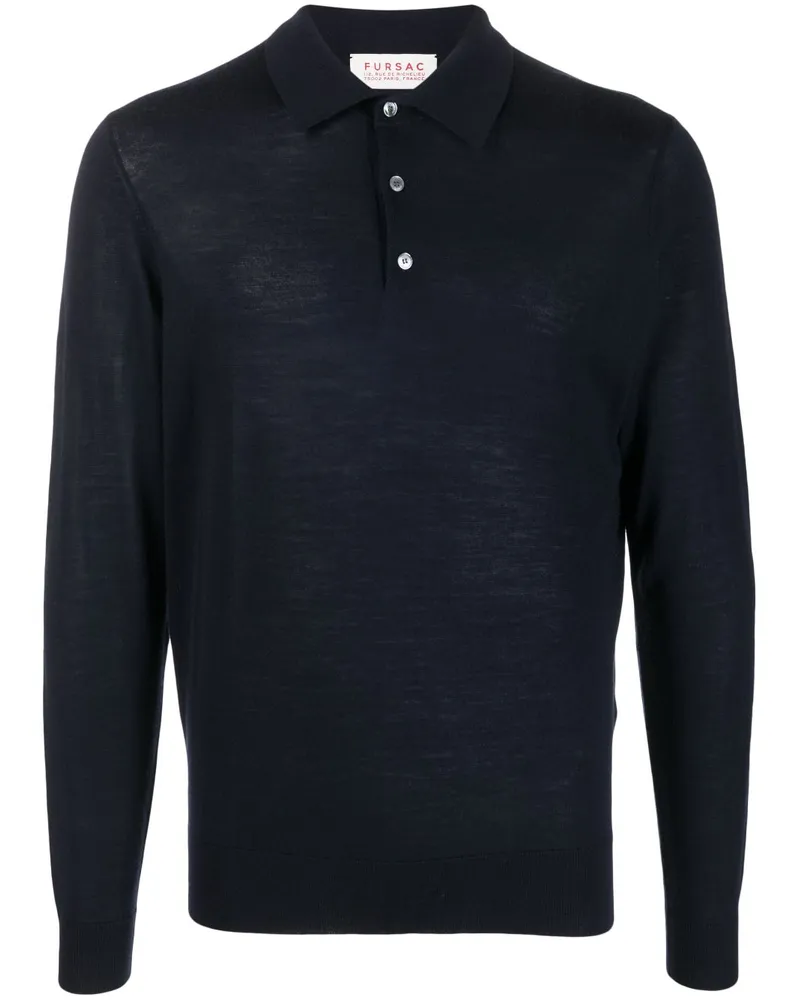 FURSAC Langärmeliges Poloshirt - Blau Blau