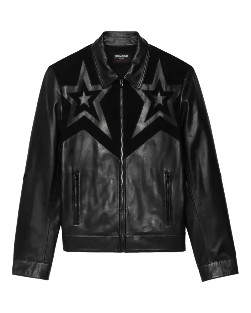 Zadig & Voltaire Lederjacke mit Sternapplikation - Schwarz Schwarz