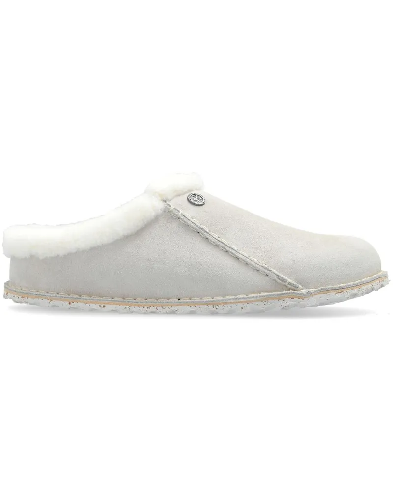 Birkenstock Wildleder-Slipper mit Shearling Weiß