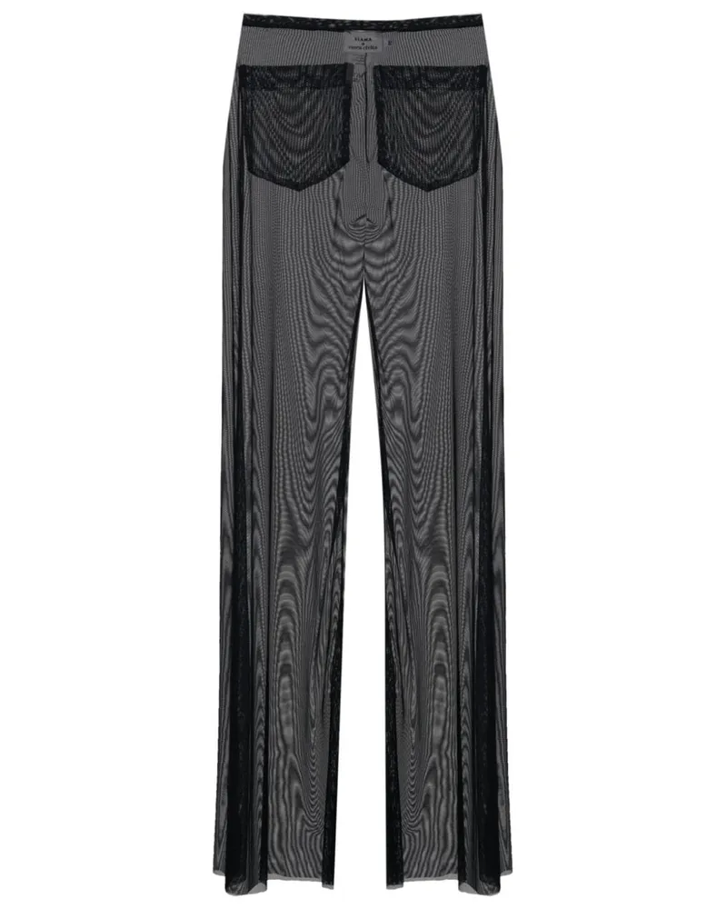 Amir Slama Semi-transparente Hose mit Rüschen - Schwarz Schwarz