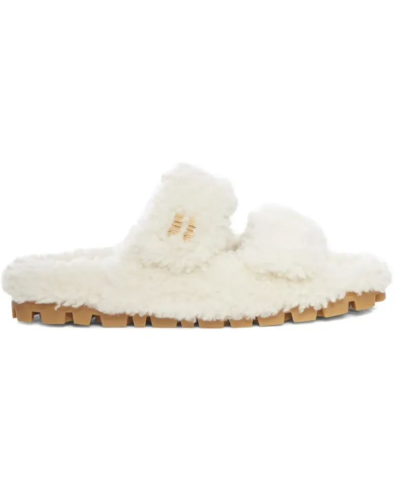 Miu Miu Shearling-Sandalen - Weiß Weiß