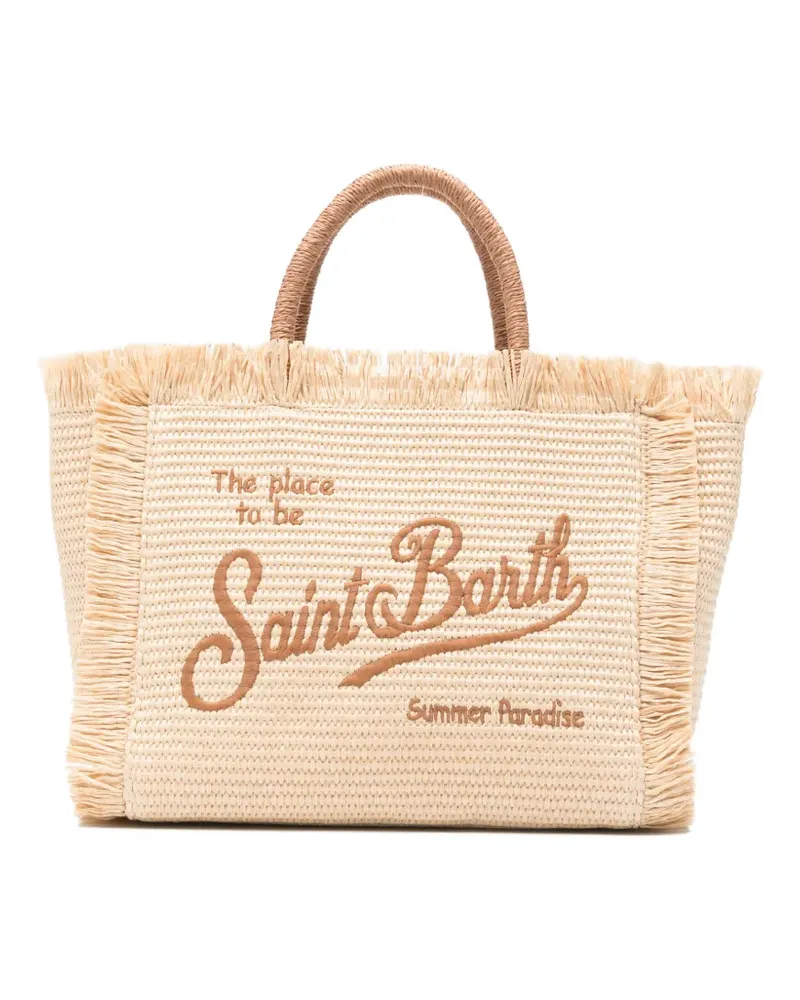 MC2 Saint Barth Colette fringed embroidered tote bag - Nude Nude