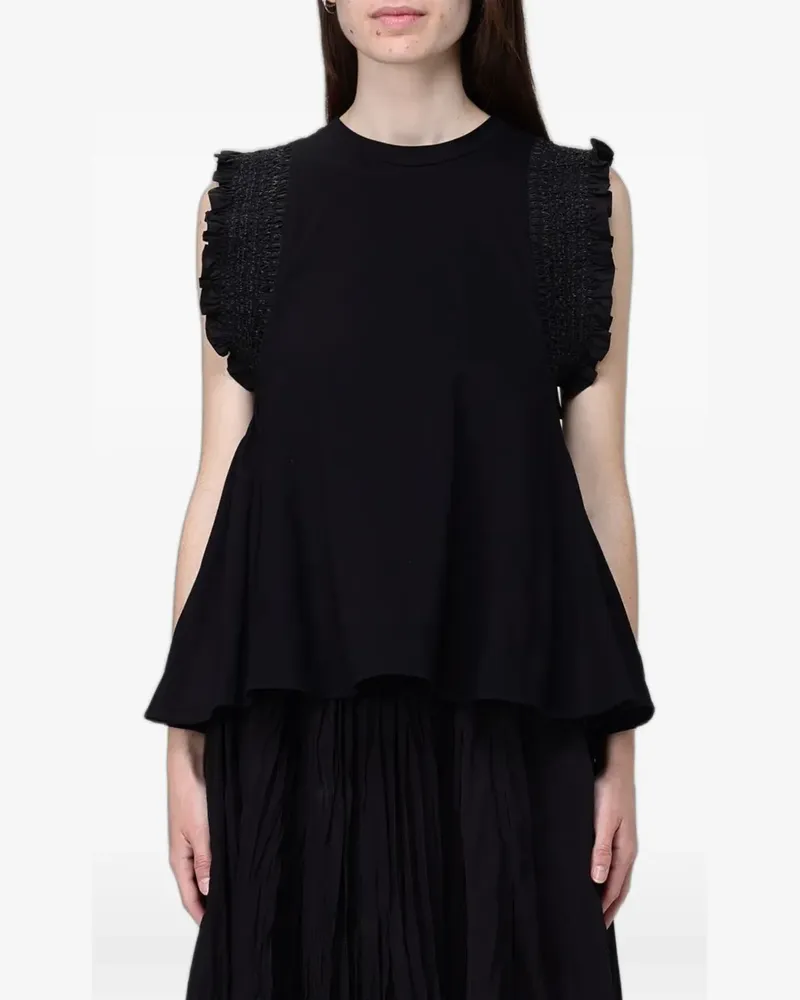 MEIMEIJ ruffled peplum T-shirt - Schwarz Schwarz
