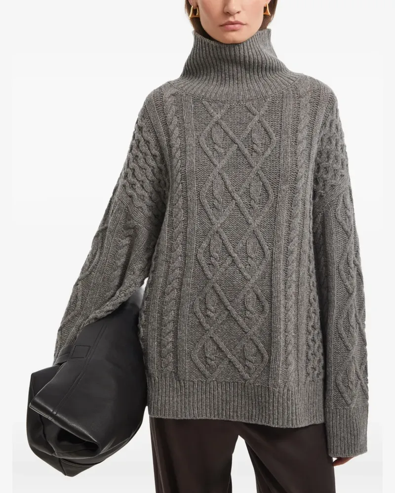 AERON Rollkragenpullover mit Zopfmuster - Grau Grau