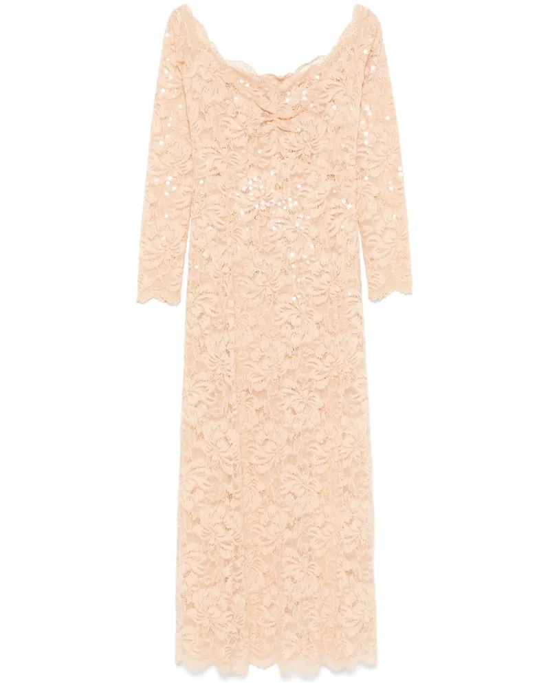 Paco Rabanne Maxikleid mit Pailletten - Nude Nude