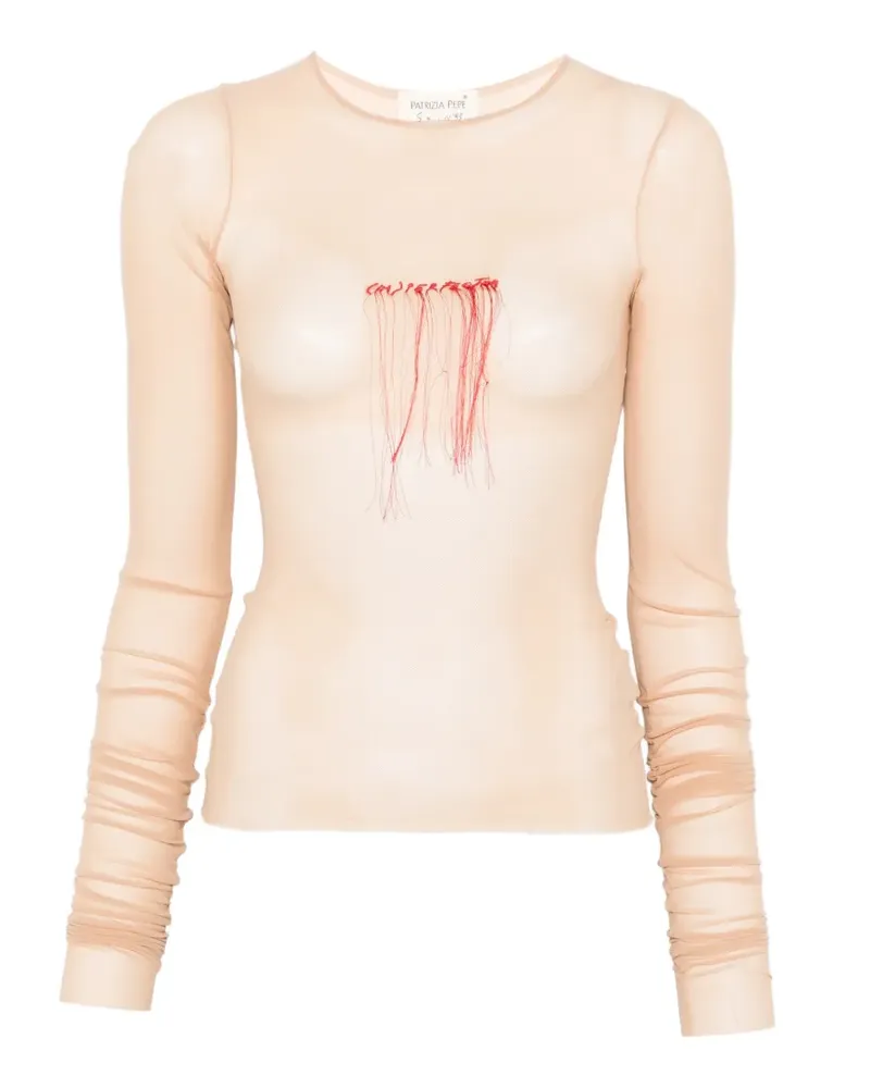 Patrizia Pepe ruched-sleeve top - Nude Nude