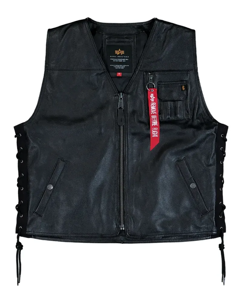 Alpha Industries X-Force leather vest - Schwarz Schwarz