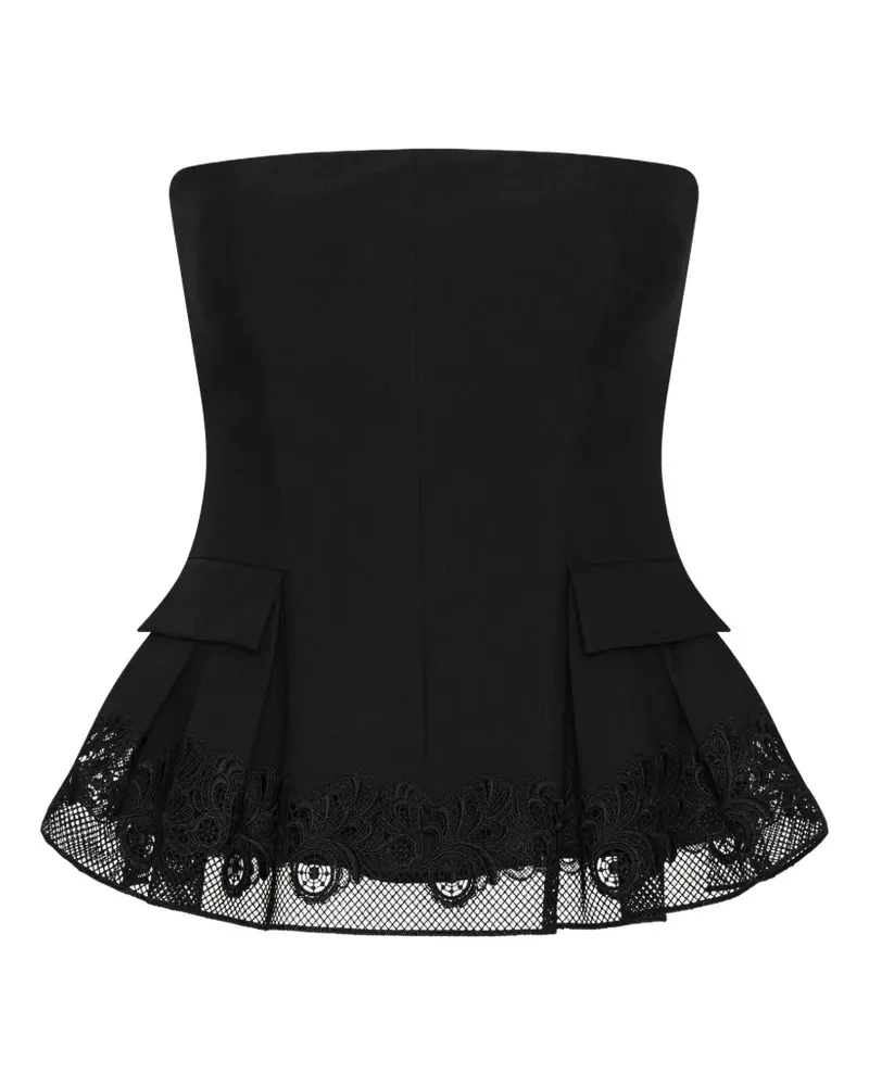 ROTATE Birger Christensen peplum bustier top black - Schwarz Schwarz