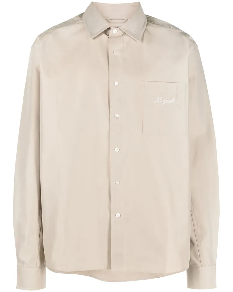 Axel Arigato Flow logo-embroidered shirt Nude