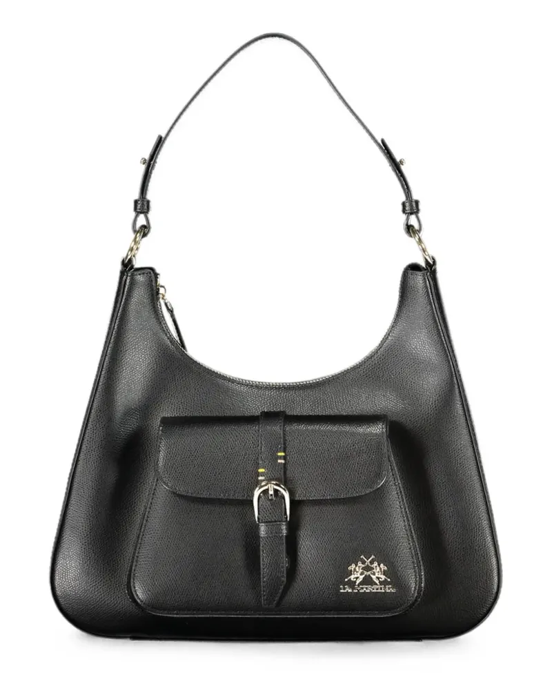 La Martina Strukturierte Schultertasche mit Schnallendetail - Schwarz Schwarz