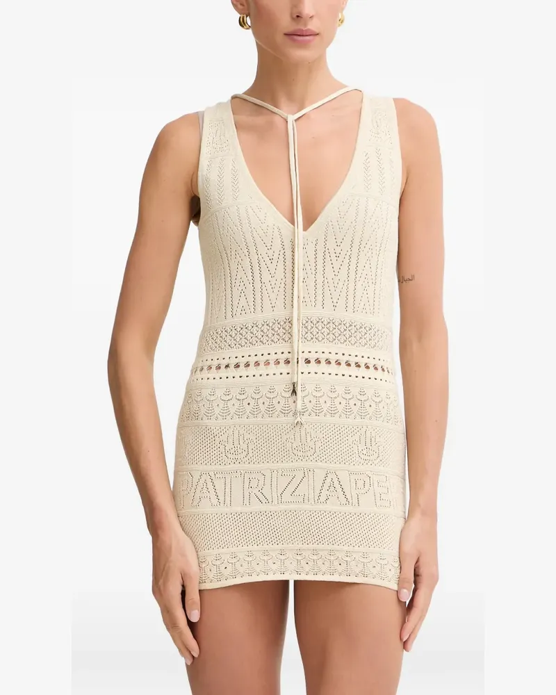 Patrizia Pepe crochet-knit V-neck top - Nude Nude