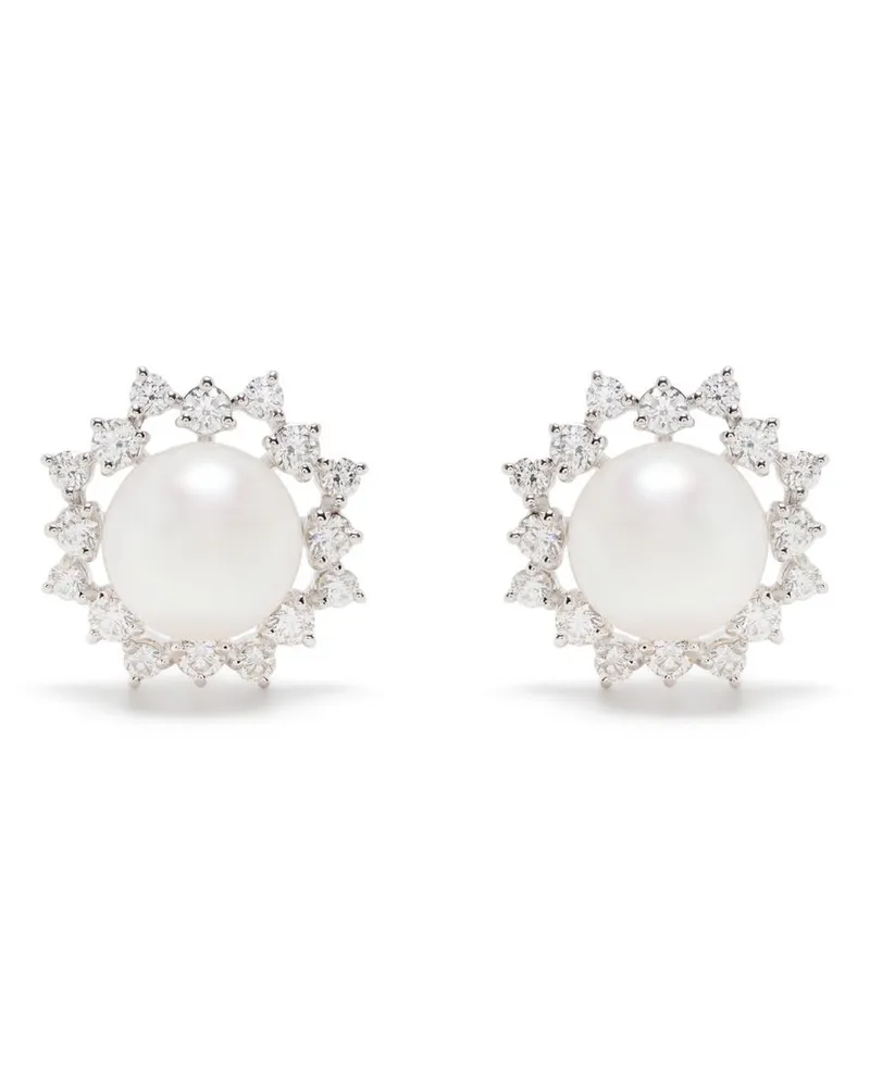 TASAKI 18kt Akoya Weißgoldohrringe mit Diamanten - Silber Silber