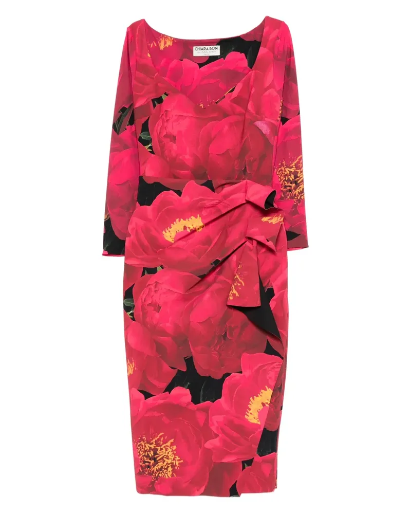 Chiara Boni Drapiertes Kleid mit Blumen-Print - Rosa Rosa