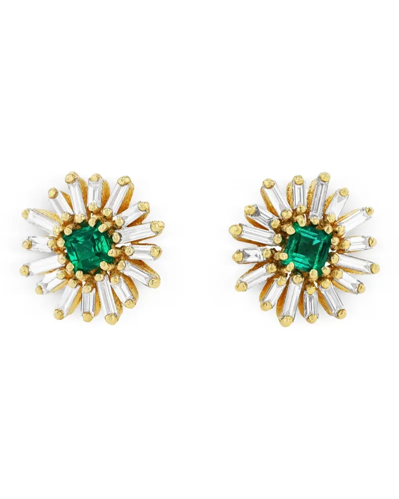 Suzanne Kalan 18kt Firework Gelbgoldohrringe mit Diamanten und Smaragden Gold