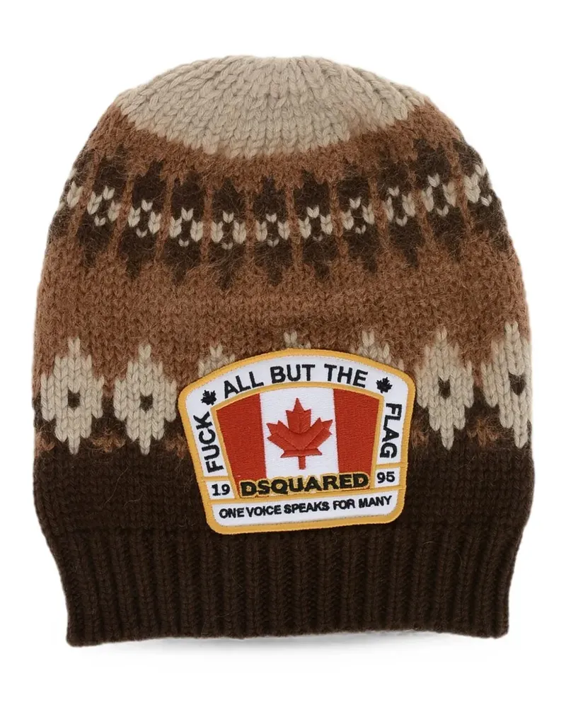 Dsquared2 Canadian-flag knit beanie - Braun Braun