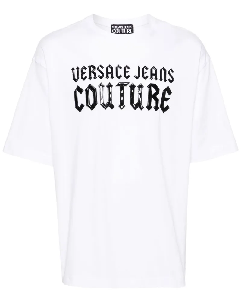 Versace Jeans T-Shirt mit Logo-Prägung - Weiß Weiß