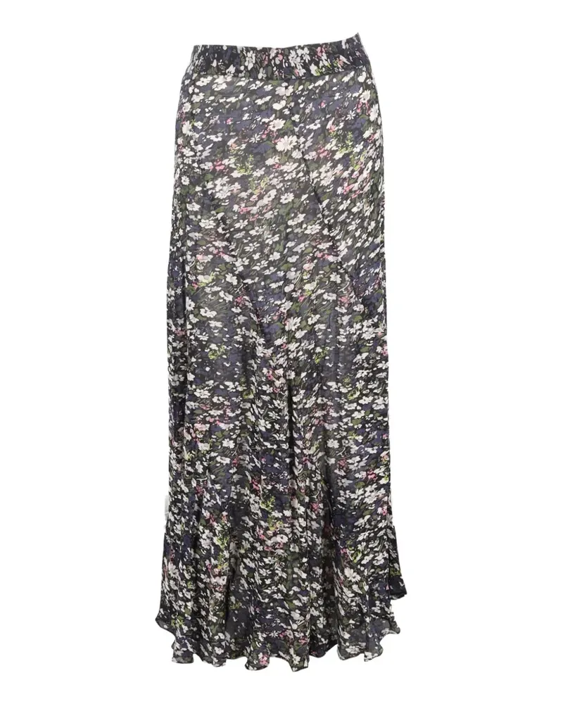 Ganni Maxirock mit Blumen-Print - Schwarz Schwarz