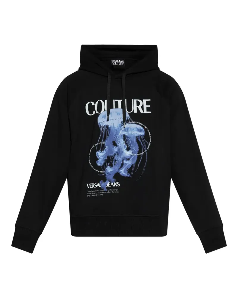Versace Jeans graphic-print hoodie - Schwarz Schwarz