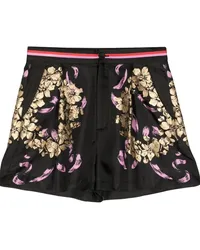 Cynthia Rowley Shorts aus Seide mit Blumen-Print Schwarz