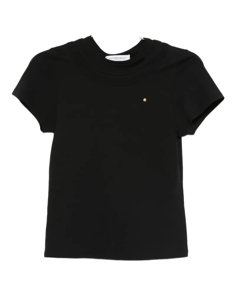 Viktor & Rolf T-Shirt mit dreifach Kragen - Schwarz Schwarz