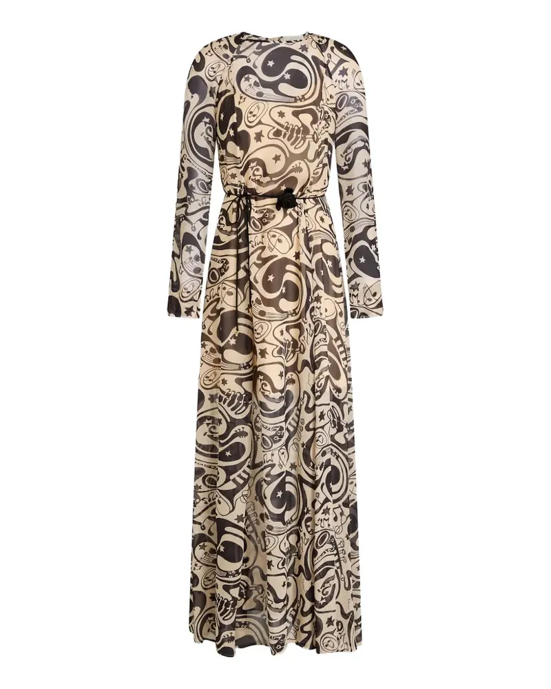 Zimmermann abstract-print georgette maxi dress - Nude Nude