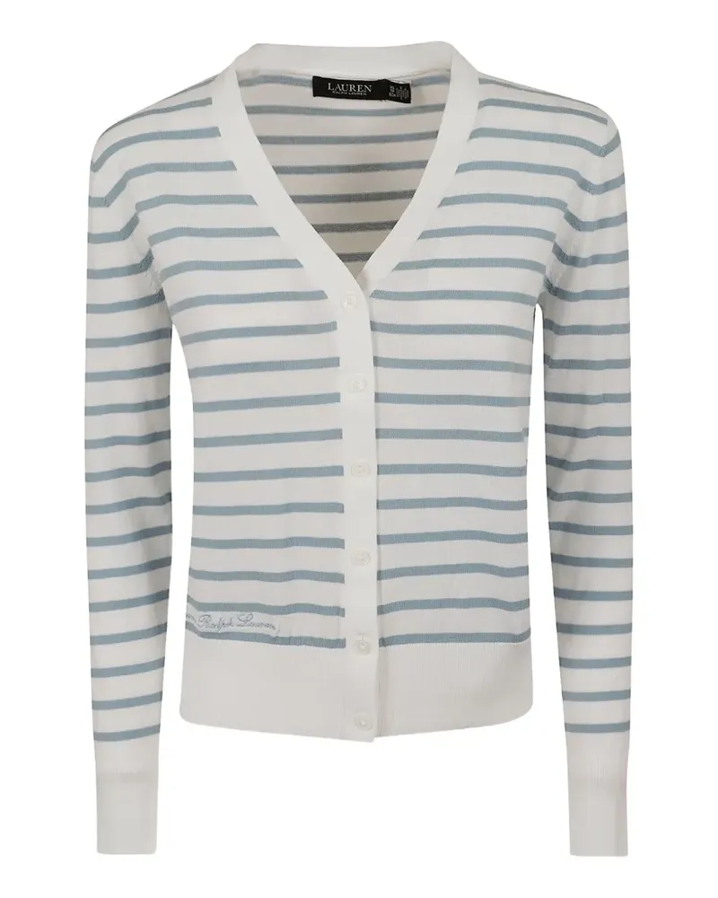 Ralph Lauren striped-pattern V-neck cardigan - Weiß Weiß