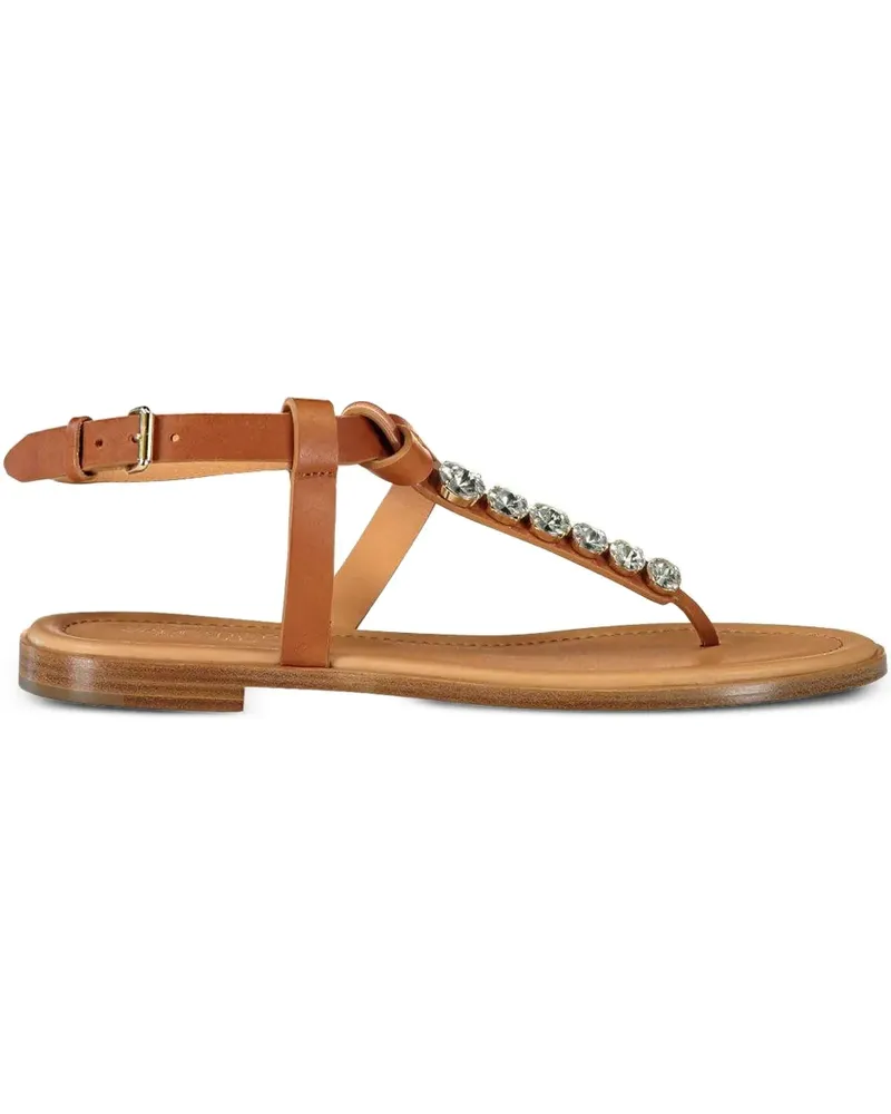 Giambattista Valli Crystal leather flat sandals - Braun Braun