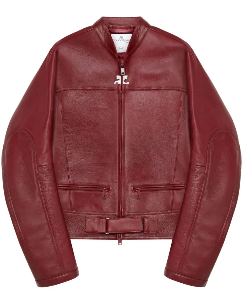 Courrèges Scuba Bikerjacke aus Leder - Rot Rot