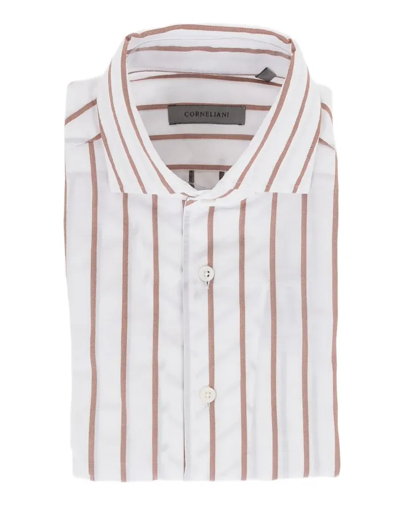 Corneliani Gestreiftes Hemd - Weiß Weiß