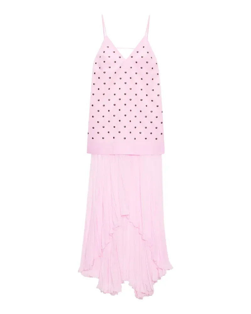 MSGM Asymmetrisches Faltenkleid mit Nieten - Rosa Rosa