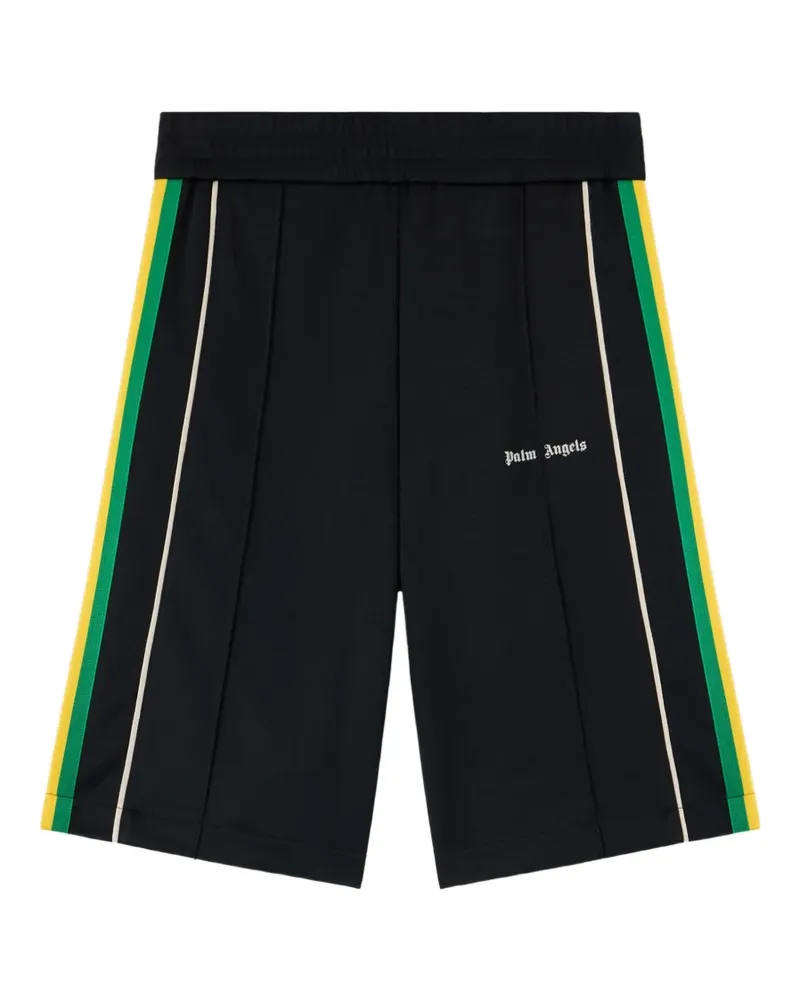 Palm Angels Gestreifte Shorts mit Logo - Schwarz Schwarz