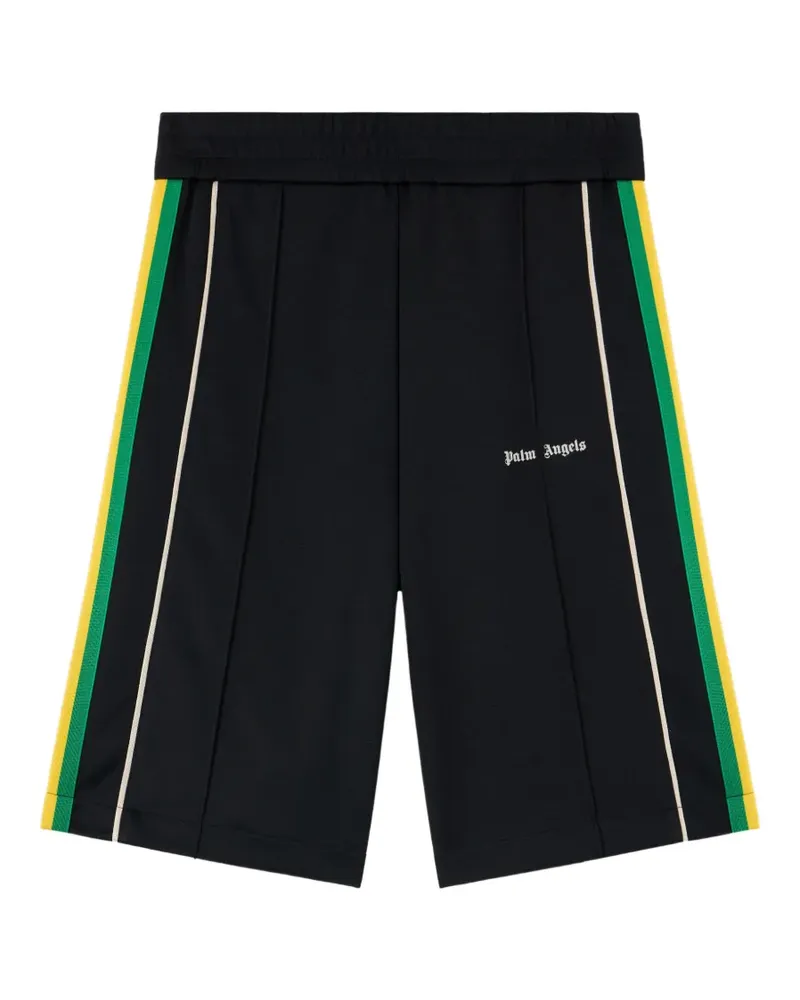 Palm Angels Gestreifte Shorts mit Logo - Schwarz Schwarz