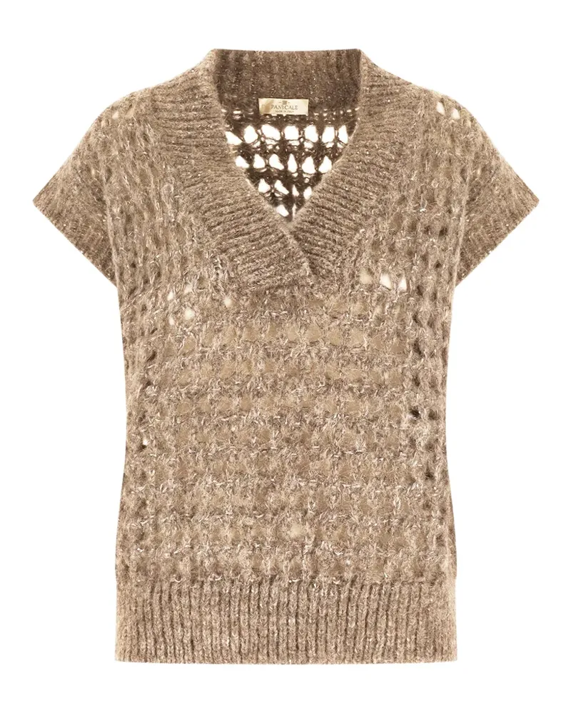 PANICALE Cashmere sequin-embellished open-knit sweater - Braun Braun