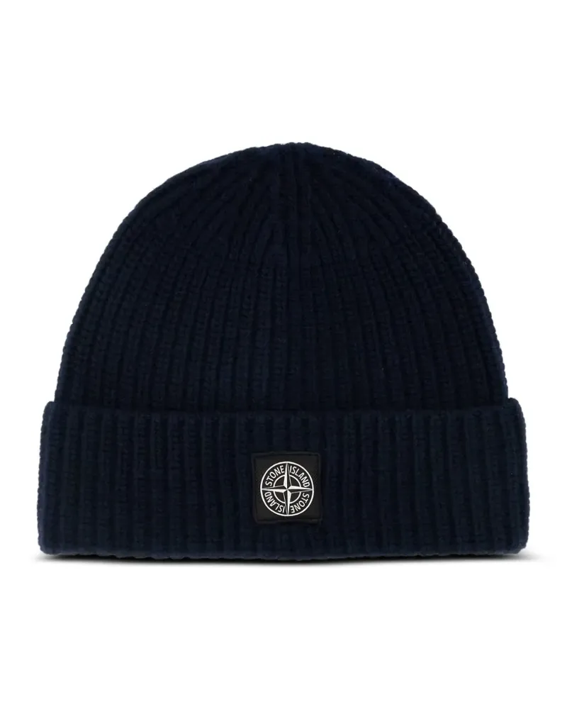 Stone Island Gerippte Beanie - Blau Blau