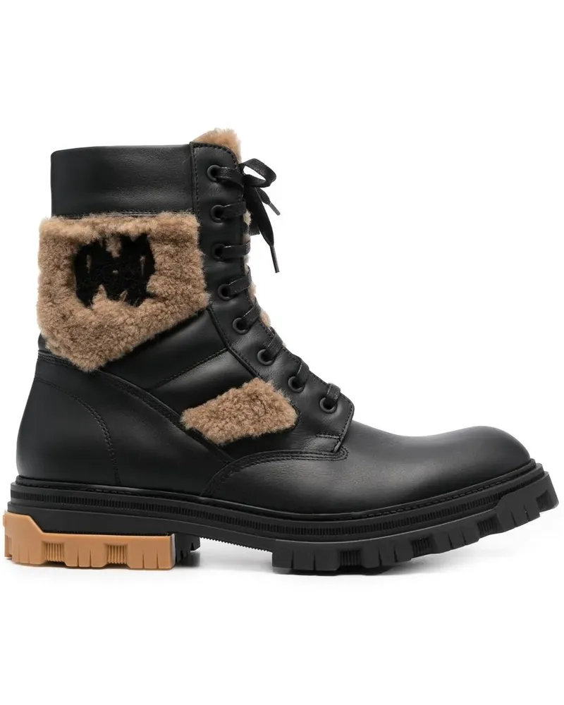 Amiri Bikerstiefel mit Pelzbesatz - Schwarz Schwarz