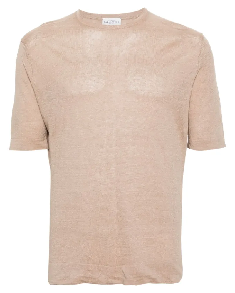 Ballantyne Fein gestricktes T-Shirt aus Leinen Nude