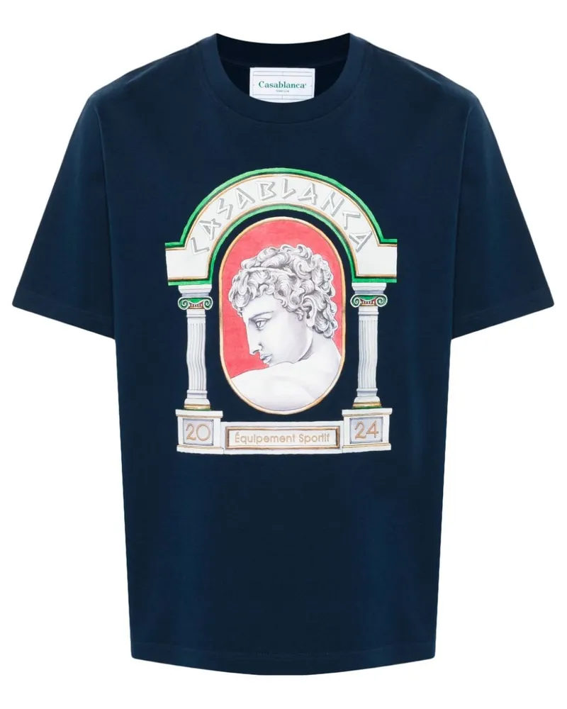 Casablanca Paris T-Shirt mit La Medaille-Print - Blau Blau