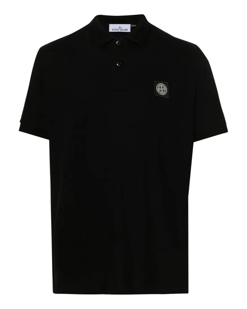 Stone Island Poloshirt mit Logo-Patch - Schwarz Schwarz