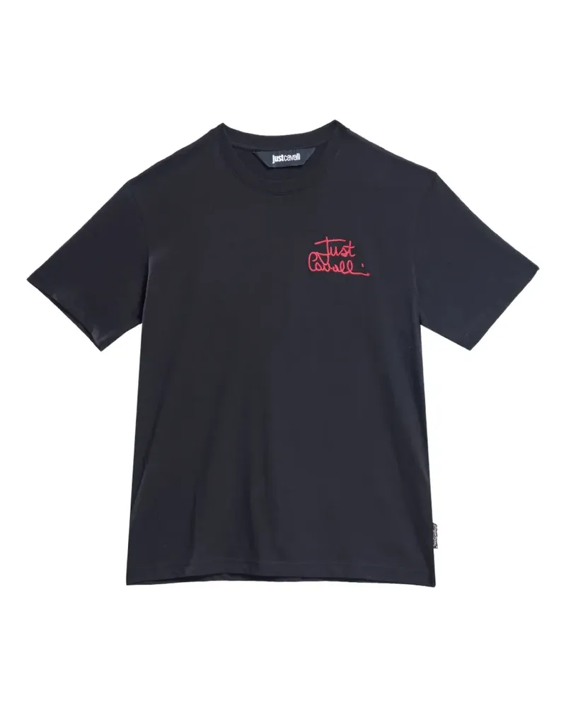 Just Cavalli T-Shirt mit Logo-Stickerei - Schwarz Schwarz