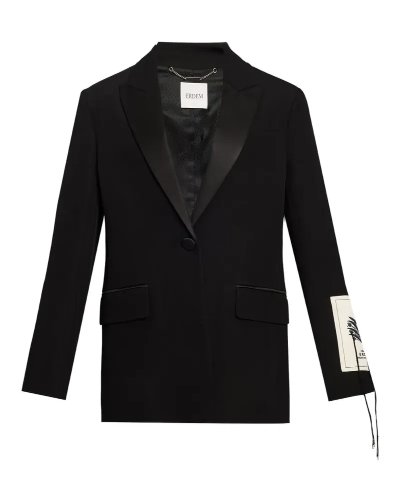 Erdem satin-lapel logo-patch blazer - Schwarz Schwarz