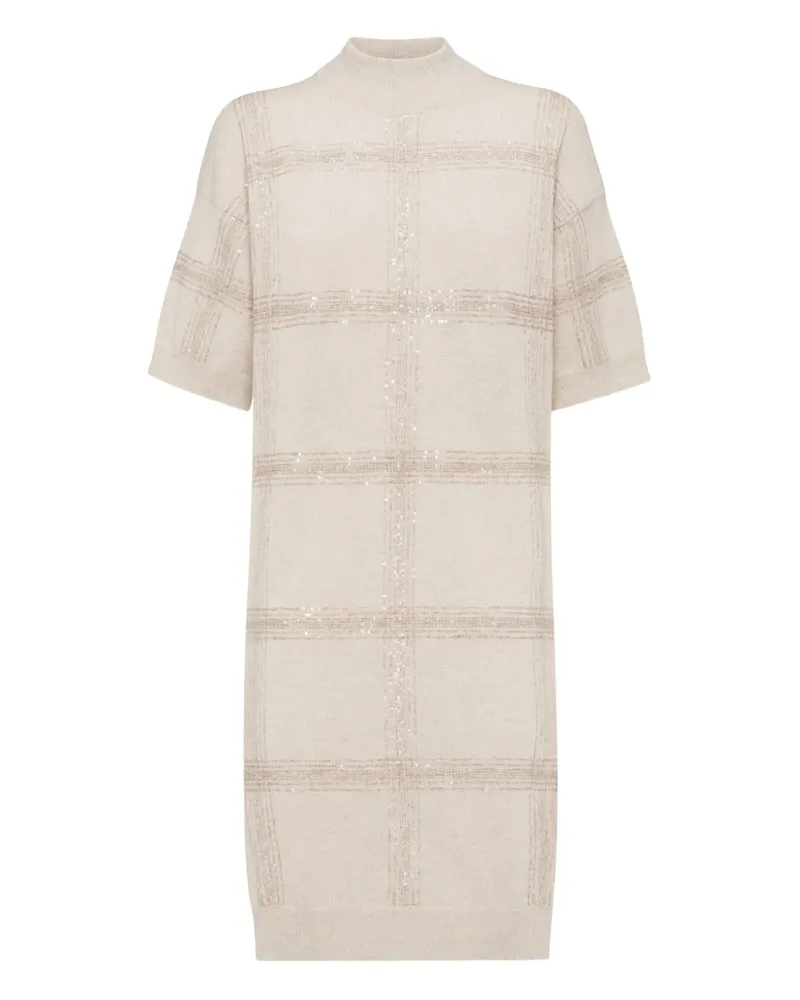 Brunello Cucinelli Midikleid mit Stehkragen - Nude Nude