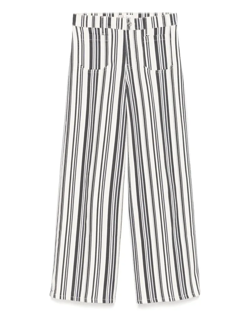 Frame Denim Gestreifte Wide-Leg-Jeans mit hohem Bund - Nude Nude