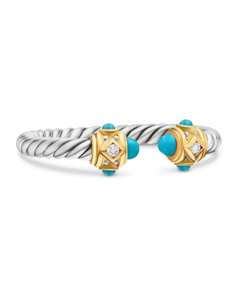 David Yurman Renaissance Sterlingsilberring mit Türkis und Diamant 2,3mm Silber