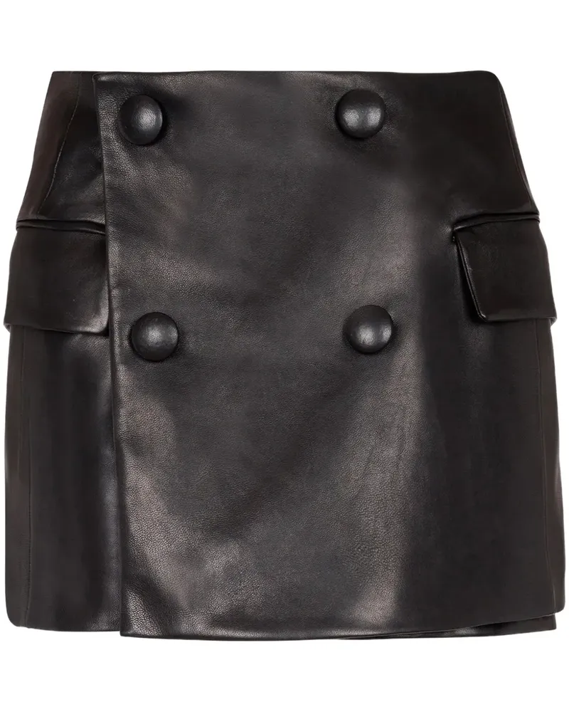 Balmain Hosenrock aus Faux-Leder - Schwarz Schwarz