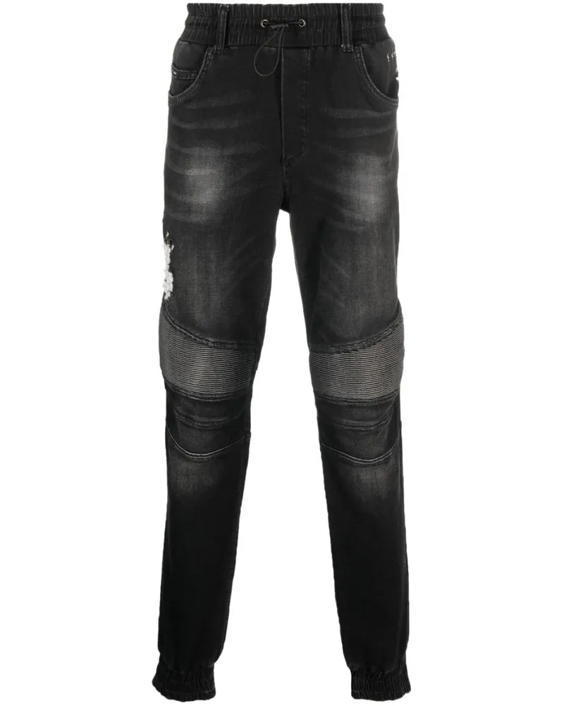Philipp Plein Tapered-Jeans mit Kordelzug - Schwarz Schwarz